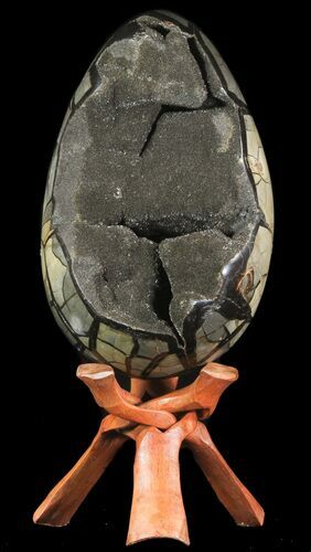 Masive, Septarian Dragon Egg Geode - Black Crystals #64874